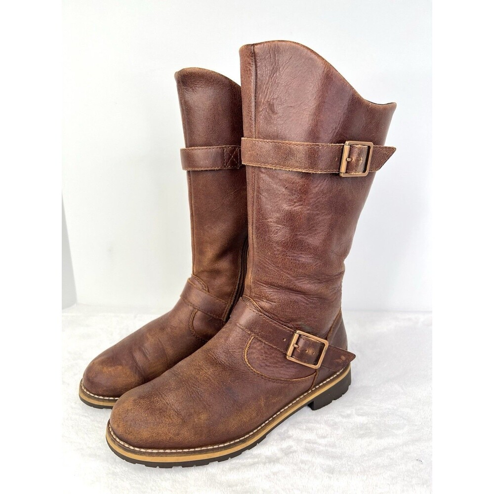 Patagonia Thatcher Riding Boots Distressed Brown Leather Womens 7.5 Side Zip - Picture 4 of 12